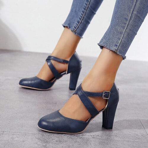 2020 New Roma Pumps Women Sandals High Heels Ankle Strap Summer Hemp Buckle Strap Pumps Casual Slip-on Shoes Plus Size 35-43