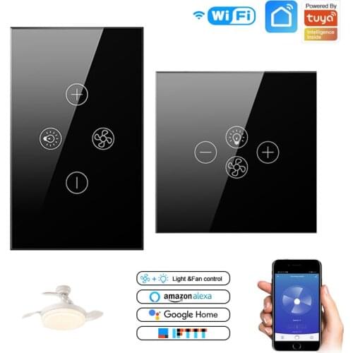 Tuya Smart Light Switch Wifi Ceiling Fan Light Touch Switch Smart Life APP Remote Control Works With Alexa/Google Home EU US