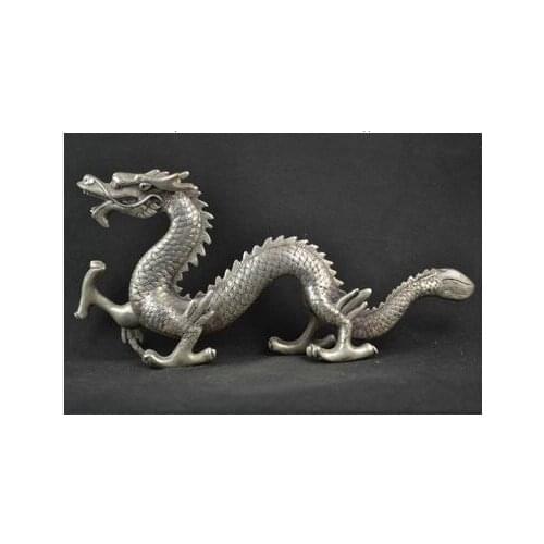 Decorated Miao Silver Carving Lifelike Dragon Rare Noble Statues Tibetan Silver decoration bronze factory outlets