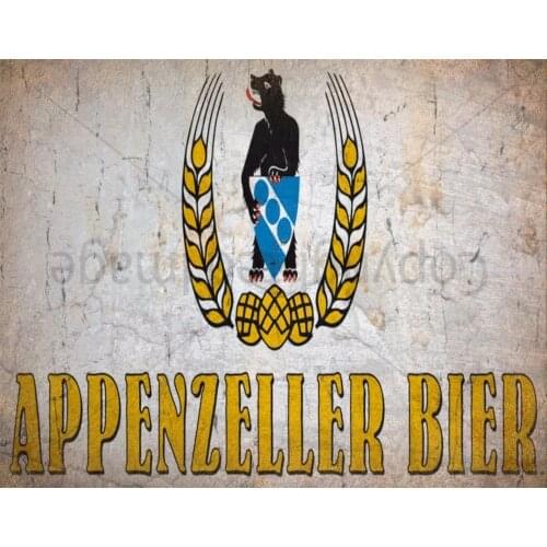 Appenzeller Bier LAGER BEER VINTAGE METAL TIN SIGN POSTER WALL PLAQUE