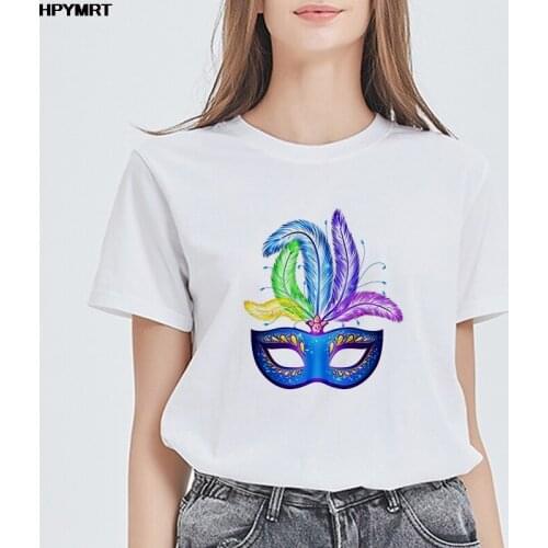 Women Short Sleeve Harajuku mask Printing Summer Fashion T shirt Lady Clothes Tshirt Female Tee Top Ladies Graphic T-shirt Femme