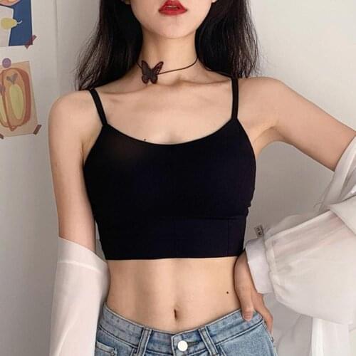 Camisole Women 2021 Summer Style Outer Wear Inner Wear Slim Bottoming Short High Waist Navel Black Top Womens Underwear Vest