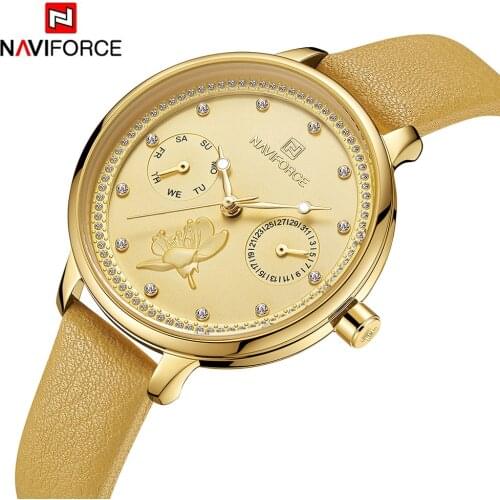 Women Watch Naviforce Luxury Leather Quartz Woman Watch Leather Wristwatch Watches Women Fashion Watch Relogio Feminino 2019