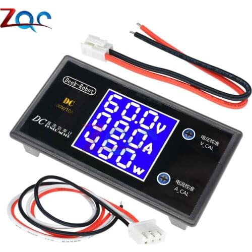 LCD Digital Display Voltmeter Ammeter Power Meter DC 0 -12V 24V 36V 100V 10A 1000W Voltage Current Power Detector Tester w/ Wire