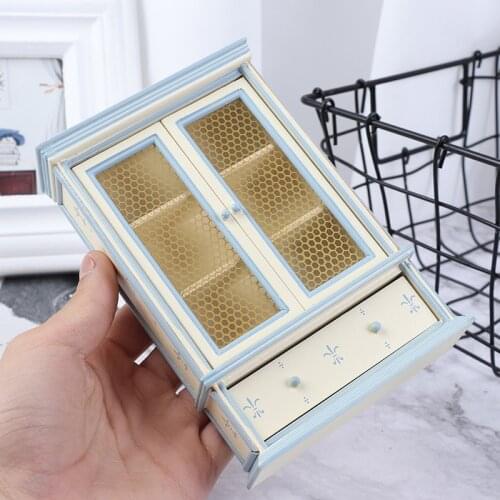 1 PCS High Quality 1:12 Dollhouse Miniature Kitchen Furniture 10x4x15cm White Cupboards Display Cabinet Children Gift