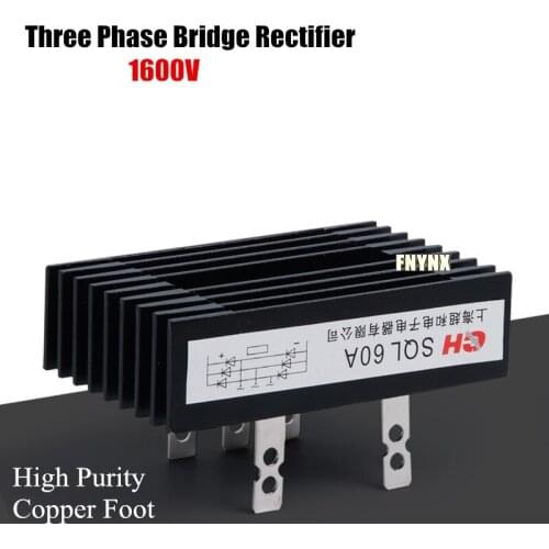 10PCS Three Phase Bridge Rectifier SQL 40A 1600V Copper Foot High Conductivity With Heat Sink