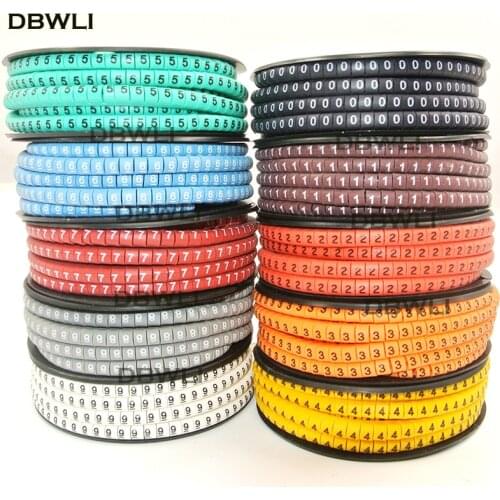 1000PCS/lot EC-0 /EC-1 /EC-2/ EC-3 Cable Markers Letter 0 to 9 Cable Wire Markers color 0.75mm2 1.5mm2 2.5mm2 4mm2 to 16mm2