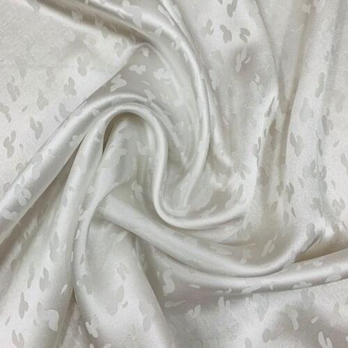 114CM 19MM Jacquard White Silk Crepe Satin Plain Fabric for Summer Dress Blouse Shirt Pants G002