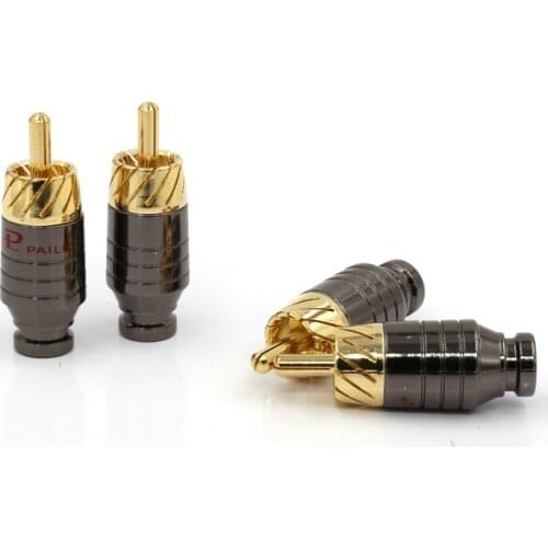 2pcs Copper RCA Plug Gold Plated Audio Video Adapter Connector