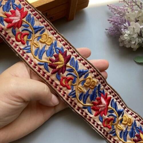 2 Yards Ethnic 50mm Purple Thread Sequins African Lace Trims Geometric Lace Ribbon DIY Sewing Dress Decoration Bridal Lace New