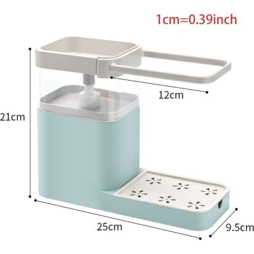 3 in 1 Soap Pump Dispenser Container Sponge Holder Dishcloth Towel Rag Hanger