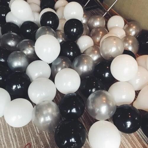 30pcs Black White Silver Latex Balloons Birthday Wedding Party Decorations Air Helium Globos Kids Gifts Supplies