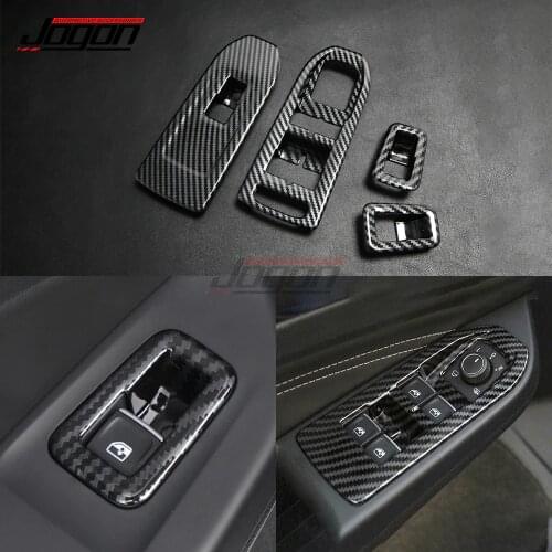 4pcs Carbon Fiber Look For Volkswagen VW Golf 8 MK8 2020 2021 Car Accessories Window Lift Switch Button Sticker Cover Trim