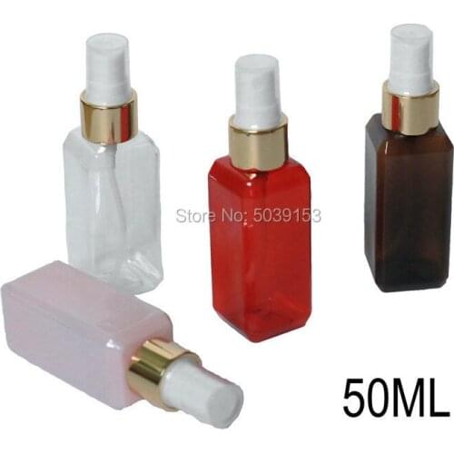 50ml Square Transparent Portable Travel small Empty Spray Bottles Plastic Refillable Cosmetic Containers Liquid Organizer