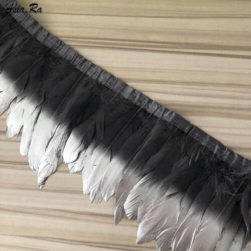 Asia Ra 4 Meters Deep Grey Dyed 100% Real Goose Duck Feathers Trims Height 15-20CM DIY Jewelry Crafts Sewing Lace Ribbon Strips