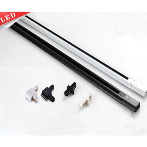Free Ship 1m Led track light rail connector,track rail,Universal two-wrie rails,aluminum track,lighting fixtures,Black,White