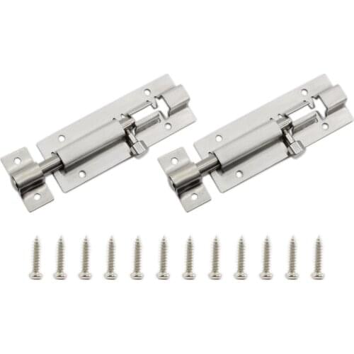 Barrel Bolt Lock,3'' Door Security Slide Latch Lock,Thickened Door Latch Lock,Stainless Steel Slide Latch Lock with Screws 2 Pcs