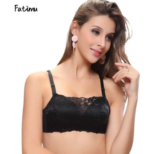 Fatimu Sexy Lace Invisible Bras for Women Push Up Bras Bandage Blackless Stick Silicone Bras For Women Underwear Gather 3/4 Cup