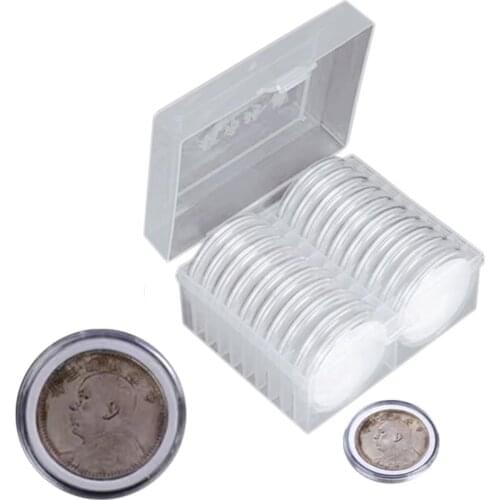 Coin Storage Case 20pcs 16/20/25/27/30/38/46mm Coin Capsules Holder and Protect Gasket Coin Holder Case with Plastic Storage #CW