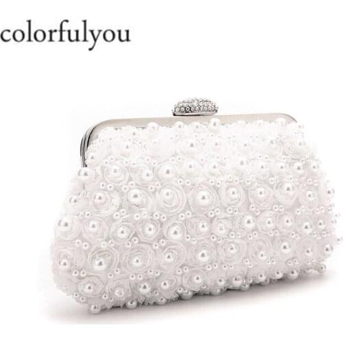 Ladies Clutch Bags Pearl Evening Handbags Shell Shaped Wedding Bridal Evening Dress Purse Bags For Party Crystal Purse 2019 Hot