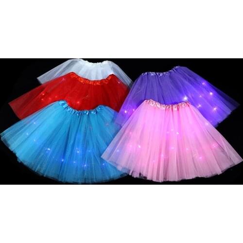 Kids Girl Light Tutu Glow Skirt Wedding Flower Wreath Ballet Miniskirt Costume Neon Led Clothes Party Halloween Gift Christmas