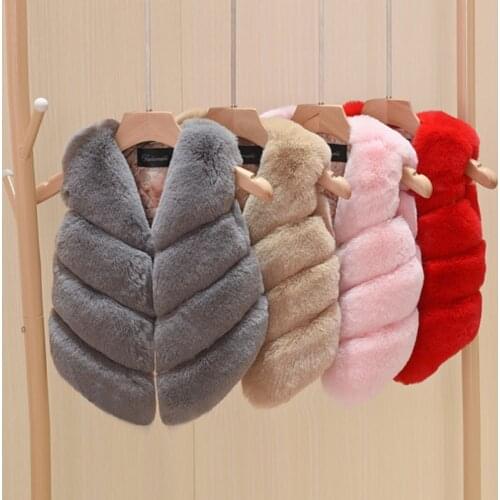 Children Girls Faux Fur Vest Autumn & Winter Fashion Thick Warm Colorful Waistcoat Kids Outerwear Vest Girl Christmas Clothes