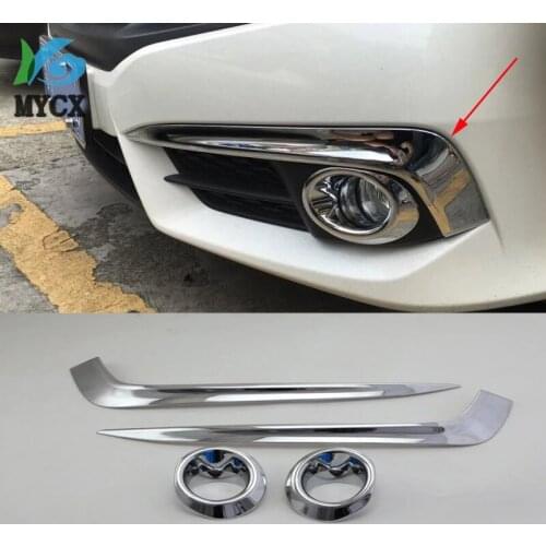For Honda Civic 2016 2017 2018 ABS Front Fog Lamp Light Eyebrow Eyelid + Ring Cover Trim 4Pcs / High Quality