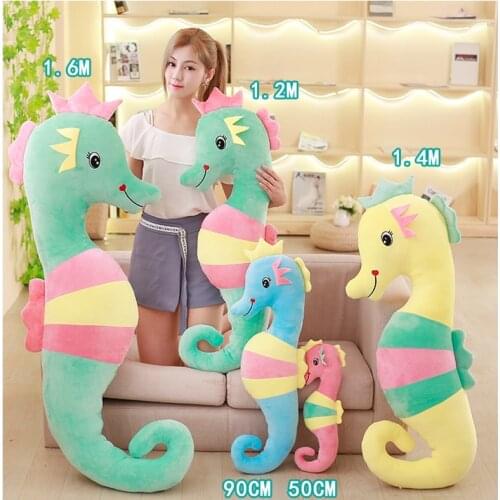 Dorimytrader New Lovely Pop 160cm Large Soft Animal Sea Horse Stuffed Pillow 63'' Stuffed Cartoon Hippocampal Toy Doll Kids Gift