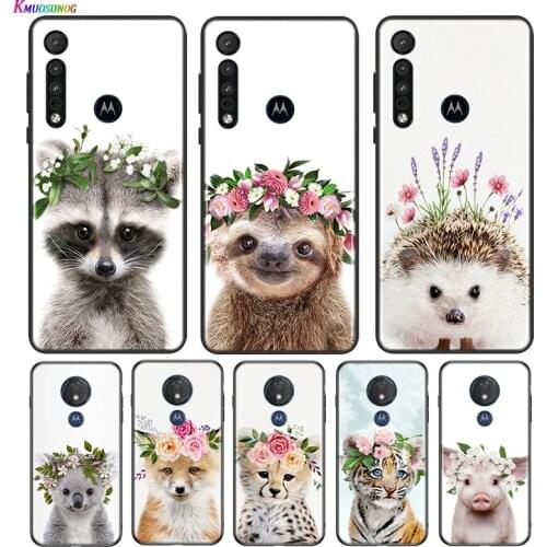 Raccoon Fox Animal Flower For Motorola G9 G8 G Stylus Power One Fusion Hyper Edge E7 E6 5G Plus Play Lite Phone Case