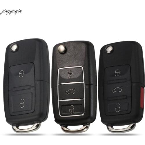 Jingyuqin 10pcs Flip Remote Car Key Case Shell No Blade For VW MK4 Bora Golf 4 5 6 Passat Polo Bora Touran 2/3/4 BTN Folding Fob