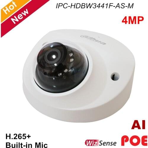 Dahua IP Camera POE IPC-HDBW3441F-AS-M 4MP IR Fixed focal Dome Security Camera H.265+ Rotation mode Support SD Card Waterproof
