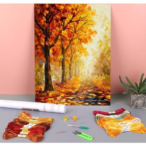 Symbols Autumn Printed Canvas 11CT Cross Stitch Patterns Embroidery DMC Threads Handicraft Craft Sewing Handiwork For Decor