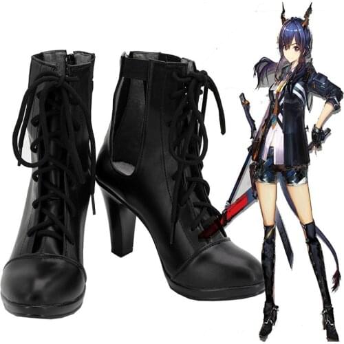 Game Arknights Chen Cosplay Boots High Heel Leather Shoes Custom Made