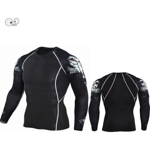 Mens Compression Long sleeve Breathable Quick Dry T Shirts MMA Bodybuilding Weight lifting Base Layer Fitness Skin Tight Tops