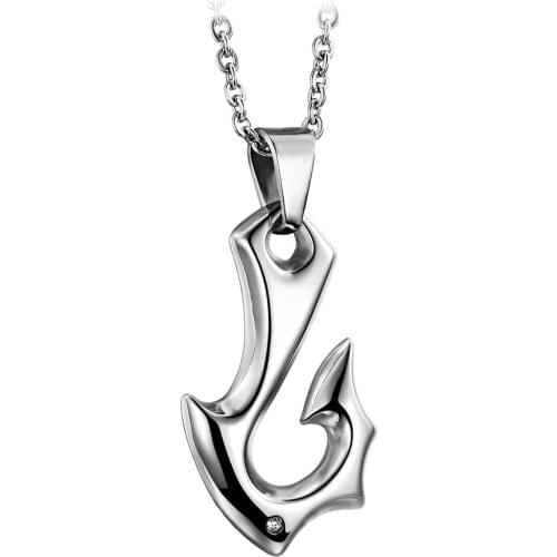 Men Trendy Special Fishhook Sliding Pendant Necklace Chain Party