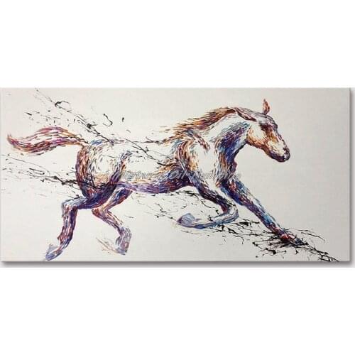 Mintura Wall Picture for Living Room Oil Paintings on Canvas Hand Painted A Galloping Horse Animal Picture Hotel Decor No Frame