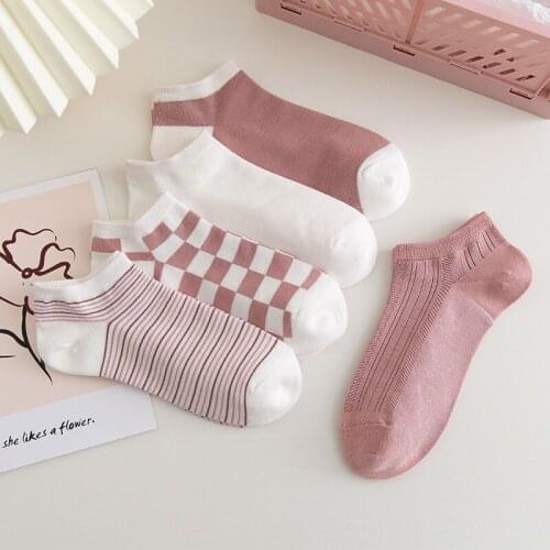 Shallow Womens Flower Cute Socks With Ruffle Girl Series Short Ankle Socks Stripe Cotton Clothing For Women Harajuku Streetwear