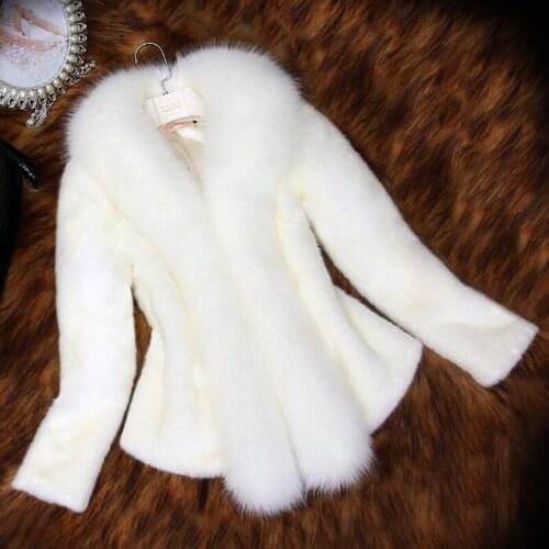 Winter new 2020 fur coat female imitation mink fur coat short coat fox Fur Collar Slim Warm Coat New Womens Warm Fur