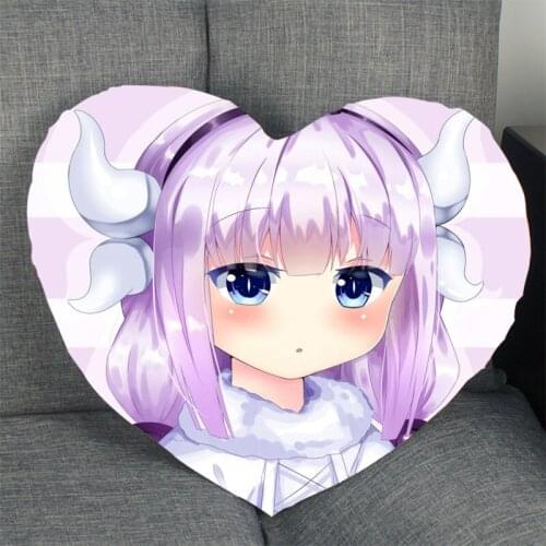 New Arrival Kanna Kamui Cartoon Pillowcase Heart Shape Satin Fabric Pillow Cover For Home Bedroom Wedding Decorate Pillow Cases