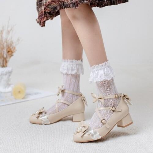 Brand New Female Lolita Cute Mary Janes Pumps Platform Wedges High Heels Womens Pumps Sweet Gothic Punk Shoes Woman
