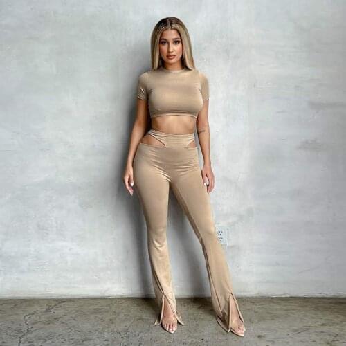 Solid Hollow Out Women Pants Hipster Sexy Skinny Flare Leg Trousers Ankle Side Split Female Streetwear Hot Leggings pants