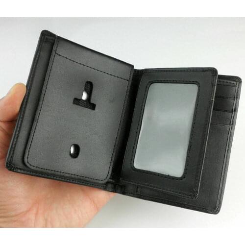 US Police Wallet Badge Holder Bifold Wallet Black Leather -no badge armyshop2008