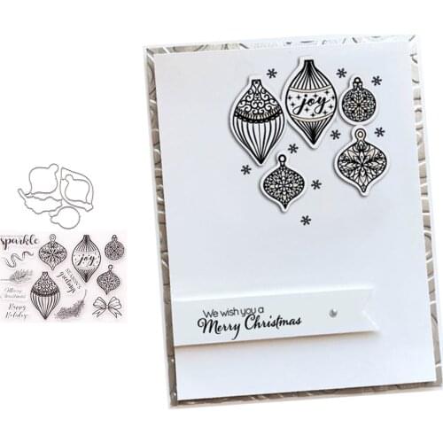 Seasons Greetings Christmas Metal Cutting Dies and Clear Stamps for DIY Scrapbooking Crafts Card Making Photo Album Sheet Decor