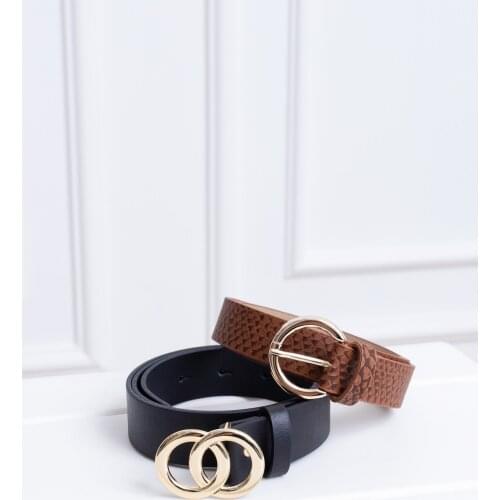 Womens Black Buckled Belt 2'li Trend Fashion Women 'S Belt Special Production Women 'S Belt