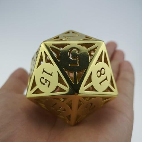 Rollooo Giant Hollow Metal Dice D20 Gold Finishing for Roleplaying Games Collection or Gift