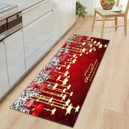 Christmas Kitchen Mat Rectangle Entrance Doormat Bedroom Home Floor Decoration Living Room Carpet Bathroom Anti-slip Rug