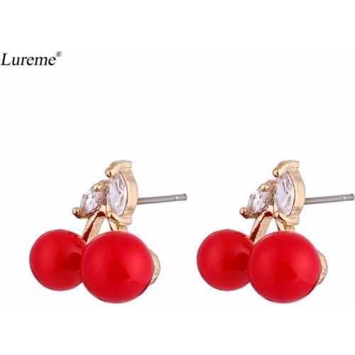 Lureme Lovely Red Shell Pearl Cherry Earrings for Women and Girls (er005957)