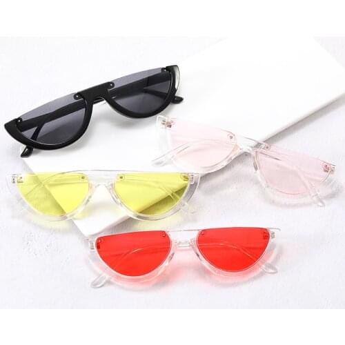 Semi-Rimless Cats Eye Sunglasses Women 2021 Designer Trend Square Face Lunette De Soleil Femme Sun Glasses for Summer Wholesale