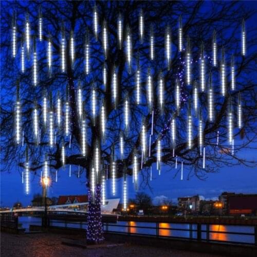 Thrisdar Upgrade Falling Rain Lights 50CM 384 LED Meteor Shower Rain Light Outdoor Snowfall Christmas Fairy String Light Garland