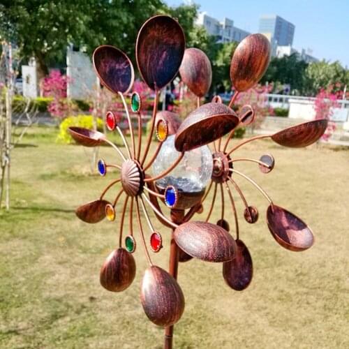 Wrought Iron Windmill Solar Powered Light Metal Art Craft Garden Yard Landscape Decoration Home Garden Yard Kids Toys Outdoor